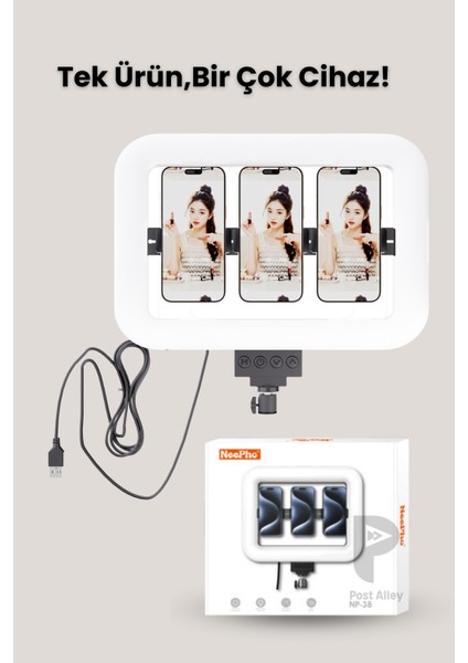 Çift Lensli 3 Telefon Uyumlu Profesyonel Ring Light