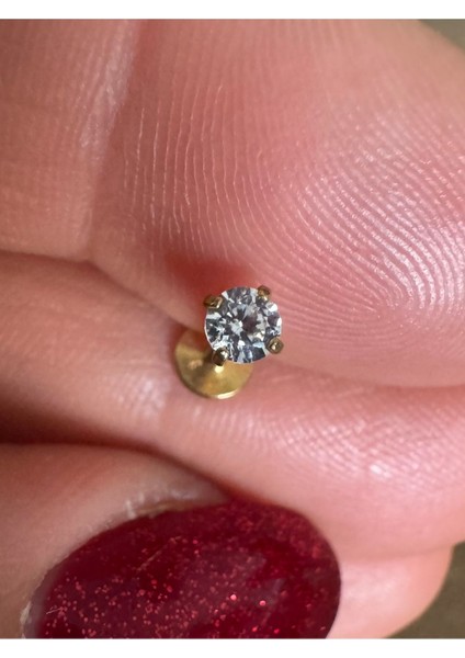 %100 G23 Titanyum Prenses Kesim Tek Taş, Labret Piercing (Taş Çapı 3mm)-1 Adet fiyatları