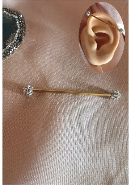 Cerrahi Çelik Shambala Köprü Piercing / Endüstriel Piercing - Bar Uzunluğu 38 mm - 1 Adet