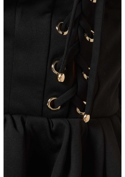 Umi Kumaş Off-Shoulder Peplum Bluz - Siyah, Düğmeli Ön Ayarlanabilir, Şık Tasarım fırsatları