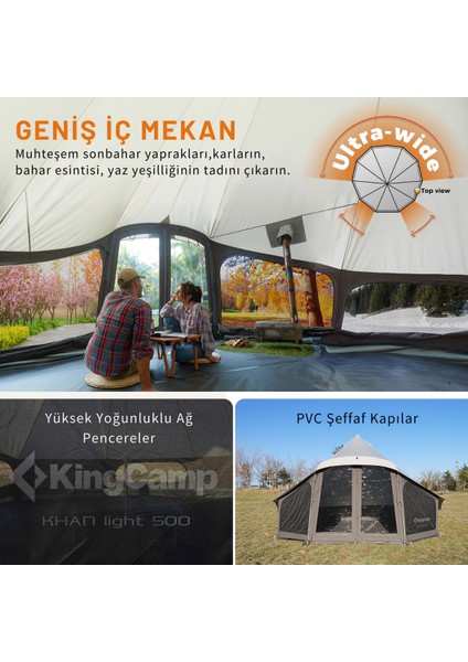 Kingcamp Khan Lıght 400 Premium 4-6 Kişilik Glamping Çadır