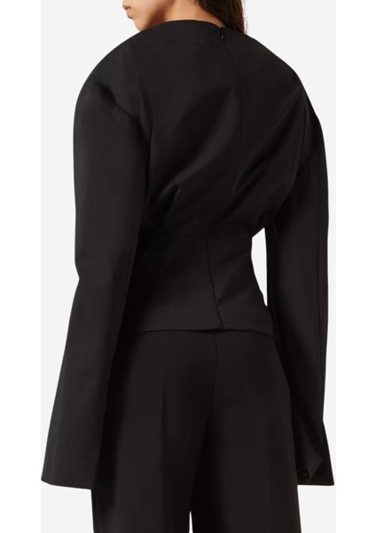 Virgin Wool Karışımlı Dar Kesim Top, Siyah modelleri