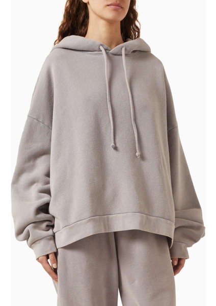 Unisex Rahat Kapüşonlu Süveter - Pembe - %100 Organik Pamuk-Fleece