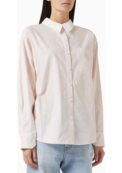 Oversize Şeritli Gömlek - Pembe-Beyaz - Pamuk Içeriği - Acne Studios