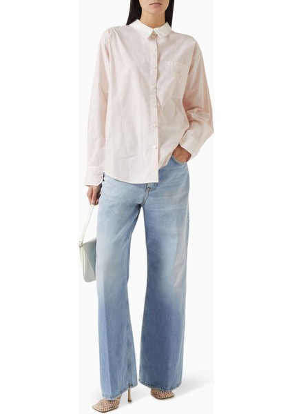 Oversize Şeritli Gömlek - Pembe-Beyaz - Pamuk Içeriği - Acne Studios modelleri