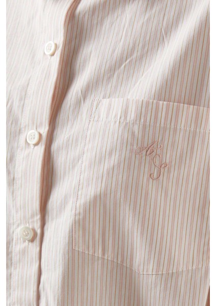 Oversize Şeritli Gömlek - Pembe-Beyaz - Pamuk Içeriği - Acne Studios fırsatları