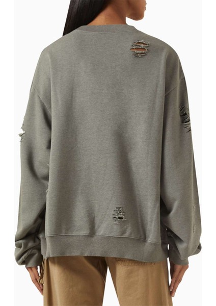 Distressed Logo Kazak - Yeşil - %75 Organik Pamuk, %25 Polyester - Oversize Design modelleri