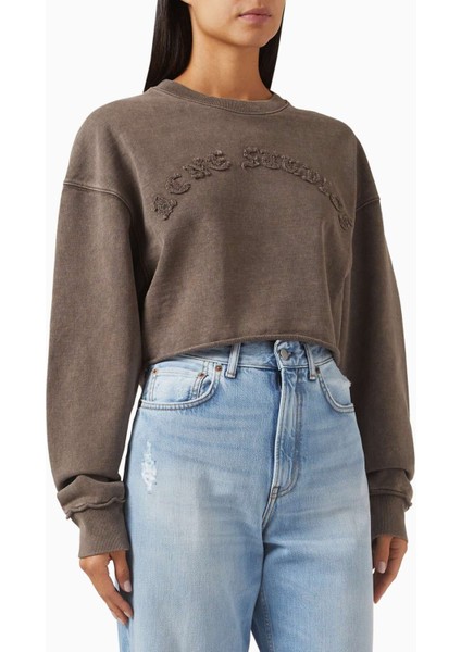 Kahverengi Logo Süveter - %100 Organik Pamuk - Acne Studios - Rahat Kesim - Kışlık Kullanım