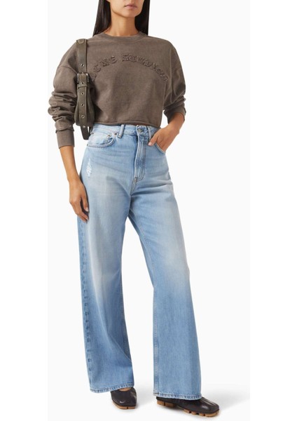 Kahverengi Logo Süveter - %100 Organik Pamuk - Acne Studios - Rahat Kesim - Kışlık Kullanım fiyatları