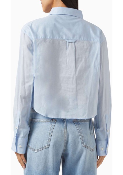 Şeffaf Volanlı Bluz - Mavi - %100 Polyester, Zarif ve Rahat Tasarım modelleri