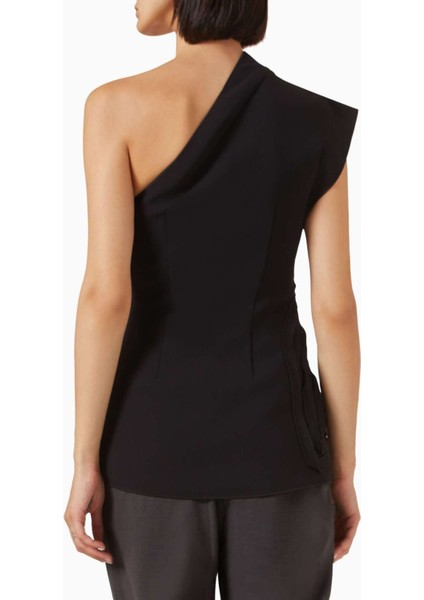 Siyah Grovehill Tek Omuzlu Üst - Asimetrik Yaka - %100 Polyester Kumaş modelleri