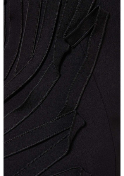 Siyah Grovehill Tek Omuzlu Üst - Asimetrik Yaka - %100 Polyester Kumaş fırsatları