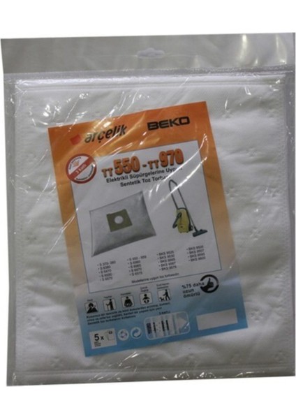 Beyaz Süpürge Torbası Bezleri 5'li Paket, Temiz ve Kullanışlı Set