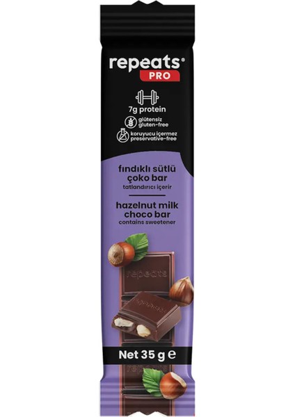 Pro Yüksek Proteinli Fındıklı Sütlü Çoko Bar 35GR