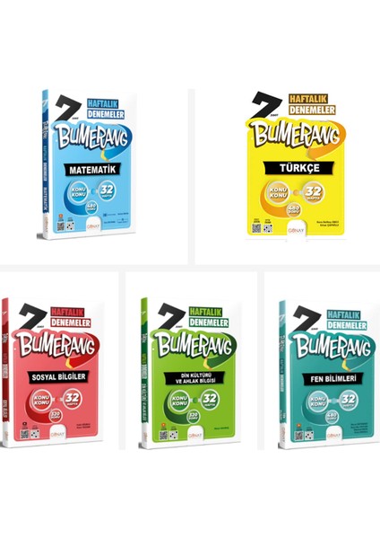 Günay 7. Sınıf Bumerang Serisi Tüm Dersler Deneme Seti Seti 5 Kit