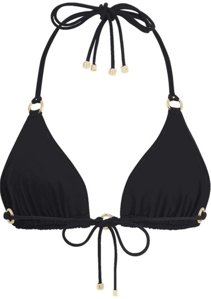Malisa Siyah Üçgen Bikini Üstü - Lüks Italyan Kumaş & Spf 50+ Koruma