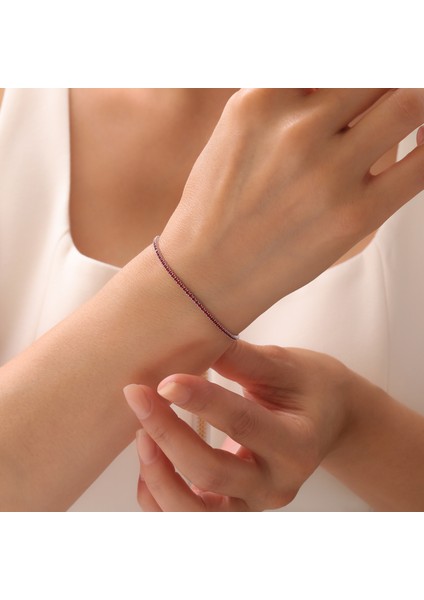 925 Ayar Gümüş Kırmızı Renk Zirkon Taşlı Rodyumlu Ayarlanabilir Şık Suyolu Bileklik modelleri