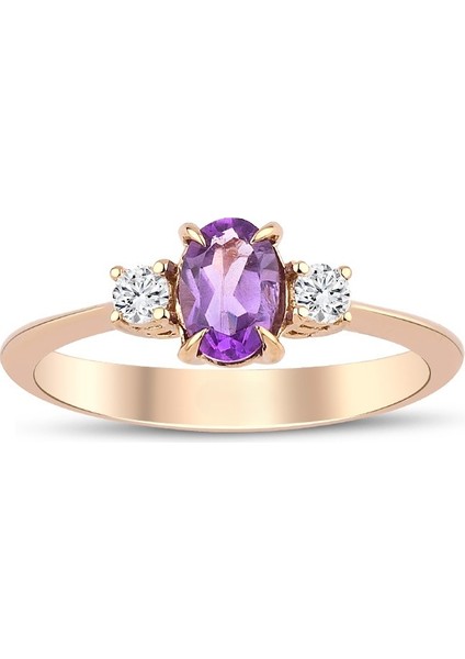 1,00 Karat Pırlanta Ametist Yüzük