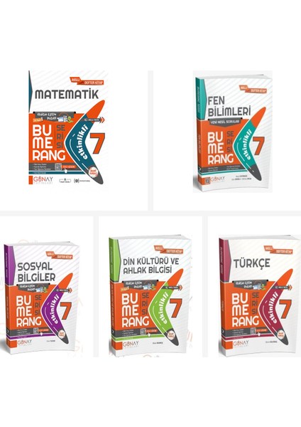 Günay 7. Sınıf Bumerang Serisi Tüm Dersler Soru Bankası Seti 5 Ki
