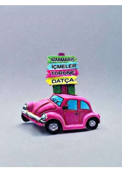 Marmaris / Içmeler / Turunç / Datça Temalı Polyester Magnet 7cm x 7cm Pembe
