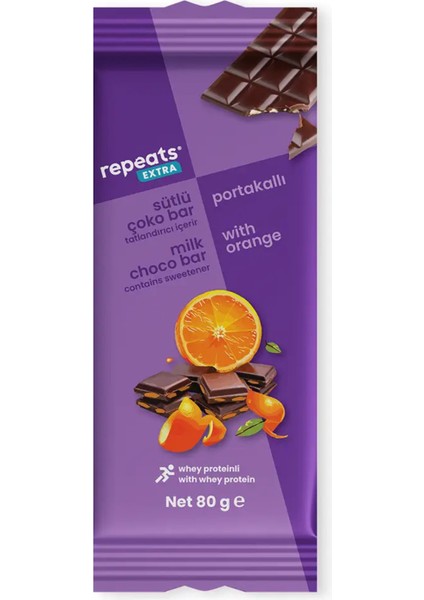 Extra Proteinli Portakallı Sütlü Çoko Bar 80GR