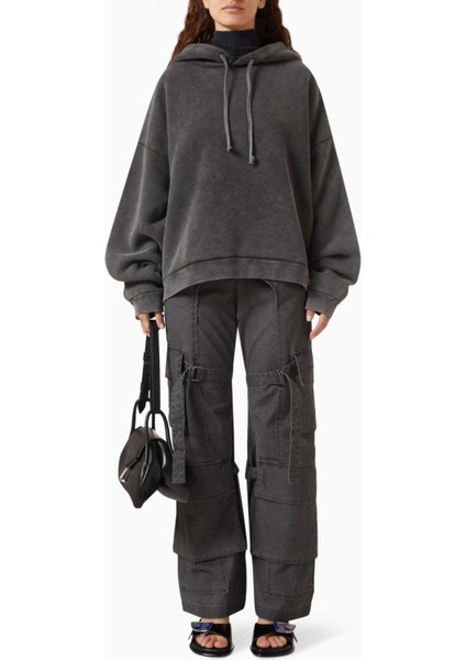 Siyah Unisex Relaxed Hoodie - %100 Organik Pamuk, Vintage Yıkama, Ayarlanabilir Kapüşonlu modelleri