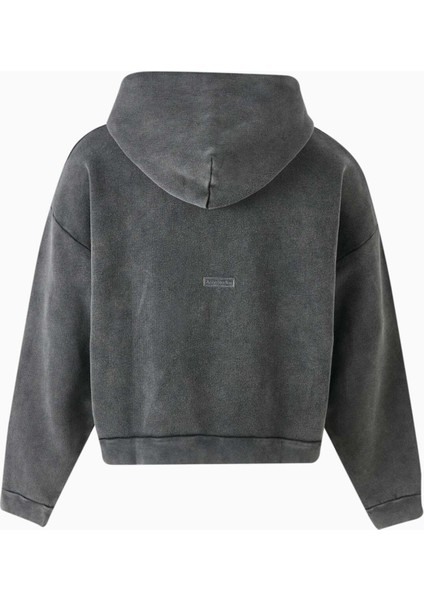 Siyah Unisex Relaxed Hoodie - %100 Organik Pamuk, Vintage Yıkama, Ayarlanabilir Kapüşonlu fırsatları