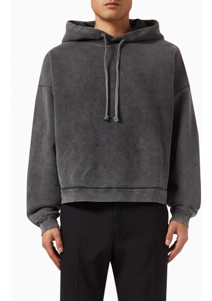 Siyah Unisex Relaxed Hoodie - %100 Organik Pamuk, Vintage Yıkama, Ayarlanabilir Kapüşonlu indirimleri