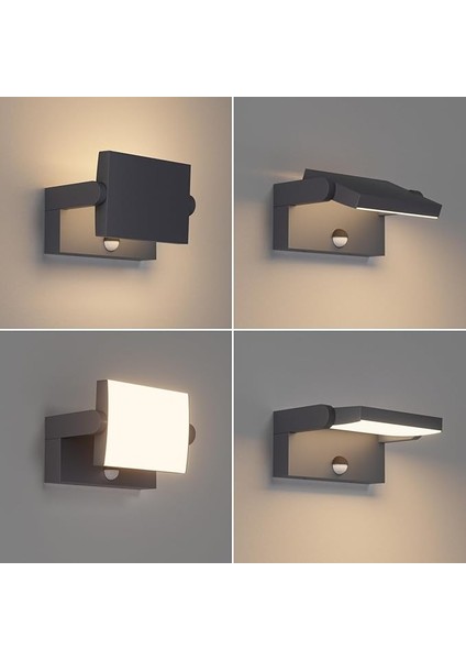 24W Hareket Sensörlü Dış Mekan Duvar Lambası – IP65, Ayarlanabilir LED Panel, Sıcak Beyaz Işık modelleri