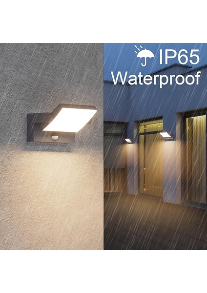 24W Hareket Sensörlü Dış Mekan Duvar Lambası – IP65, Ayarlanabilir LED Panel, Sıcak Beyaz Işık fırsatları