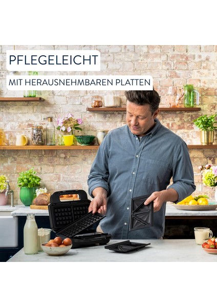 Jamie Oliver 2’si 1 Arada Tost ve Waffle Makinesi – Çıkarılabilir Plaka, Yapışmaz Yüzey, Kompakt Saklama fiyatları