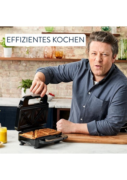 Jamie Oliver 2’si 1 Arada Tost ve Waffle Makinesi – Çıkarılabilir Plaka, Yapışmaz Yüzey, Kompakt Saklama