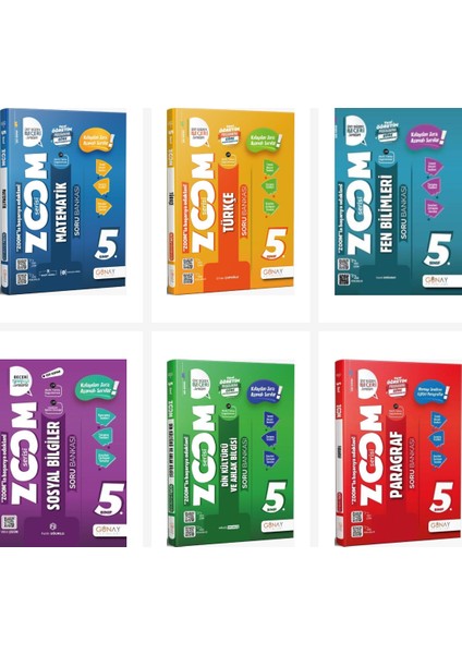Günay 5. Sınıf Zoom Serisi Tüm Dersler Soru Bankası Seti 6 Kitap