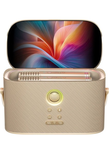 Shell S2 Altın Taşınabilir Karaoke Makinesi 140W Çift Mikrofonlu, Bluetooth