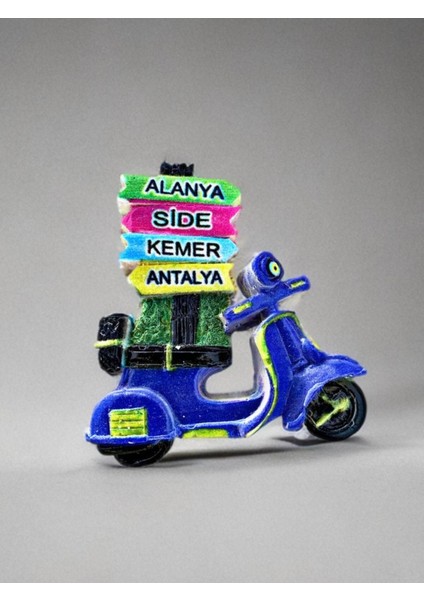 Alanya / Side / Kemer / Antalya Temalı Kabartma Polyester Magnet. 6,5cm x 6,5cm. Mavi