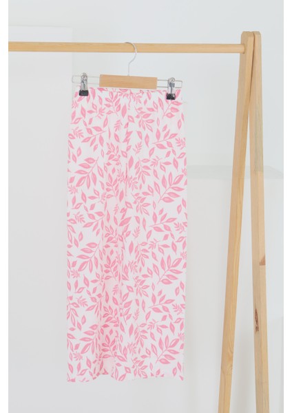 Kız Çocuk Pembe Çiçek Desenli Pantolon - 27499