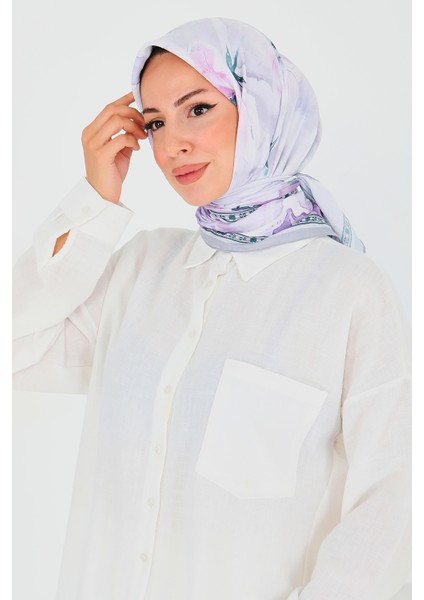 Desenli Bambu Şal Lila - 27521