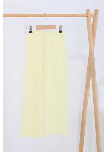 Kız Çocuk Sari Beli Lastikli Pantolon - 27447