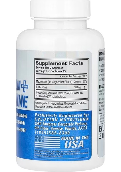 Magnesium + L-Theanine - Natural Relaxation & Focus Support 90 Caps fiyatları