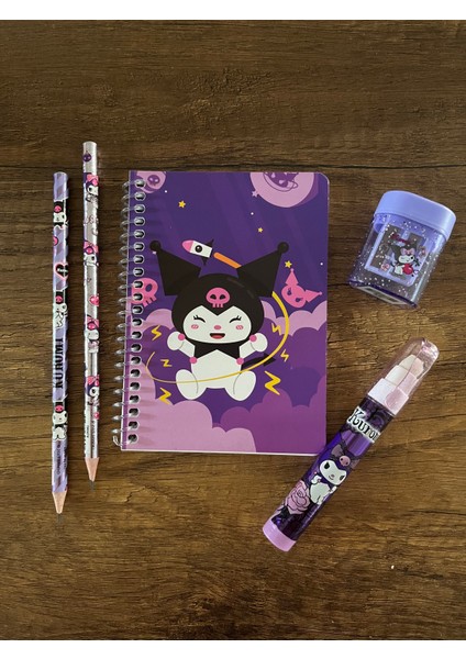 Kuromi Kırtasiye Seti 1 Adet Not Defteri 1 Adet Silgi 1 Adet Kalemtıraş 2 Adet Kurşun Kalem Okul Set fiyatları