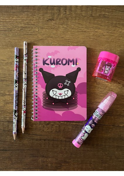 Kuromi Kırtasiye Seti 1 Adet Not Defteri 1 Adet Silgi 1 Adet Kalemtıraş 2 Adet Kurşun Kalem Okul Set indirimleri