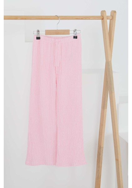 Kız Çocuk Pembe Beli Lastikli Pantolon - 27447