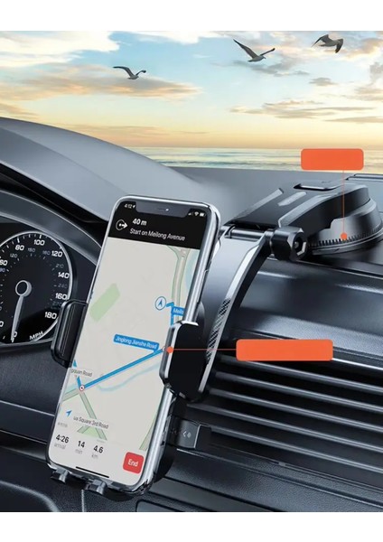 360° Dönebilen Araç Telefon Tutucu Hızlı Kilit Güçlü Tutuculuk Ltp-01 indirimleri