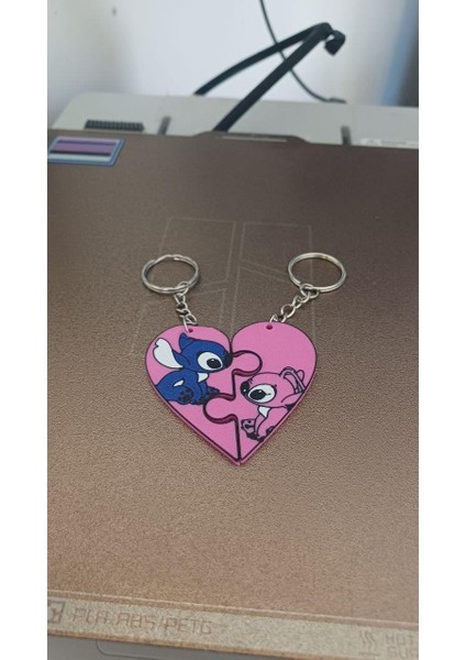 Stitch ve Angel Aşk Sevgi Sevimli Figür Karakter Anahtarlık