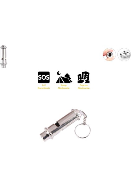 Yüksek Desibel Acil Imdat Düdüğü Çelik Islık Anahtarlık Kamp Yürüyüş Deprem Vb. Düdük Anahtarlık