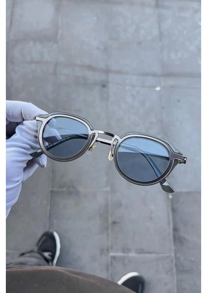 Buz Mavi Oval Güneş Gözlük Unisex Metal Çerçeve modelleri