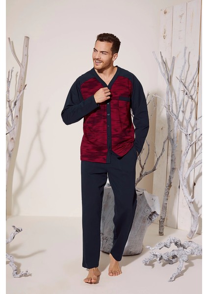Kocabey 8025 Erkek V Yaka Boydan Düğmeli Pijama Takımı