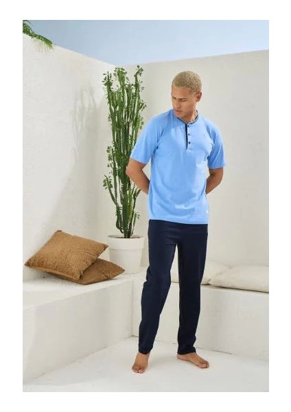 Kocabey 2104 Erkek Midi Yaka Pijama Takım