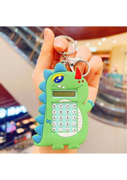 Hesap Makinesi Dino Mini Anahtarlıklı Labirent Oyunlu / Haki