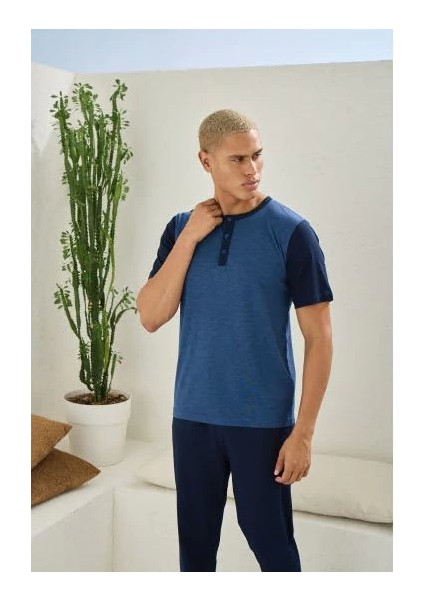 Kocabey 2205 Erkek Battal Midi Yaka Pijama Takım